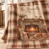 Family Fireside Plaid Personalized Throw Blanket — detail illustrative mockup