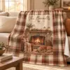 Family Fireside Plaid Personalized Throw Blanket — lifestyle illustrative mockup