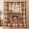 Family Fireside Plaid Personalized Throw Blanket — main illustrative mockup