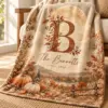 Harvest Moon Initial Personalized Throw Blanket — detail illustrative mockup