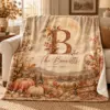 Harvest Moon Initial Personalized Throw Blanket — lifestyle illustrative mockup