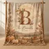 Harvest Moon Initial Personalized Throw Blanket — main illustrative mockup