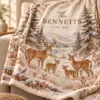 Winter Woodland Family Personalized Throw Blanket — detail illustrative mockup