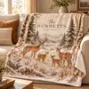 Winter Woodland Family Personalized Throw Blanket — lifestyle illustrative mockup