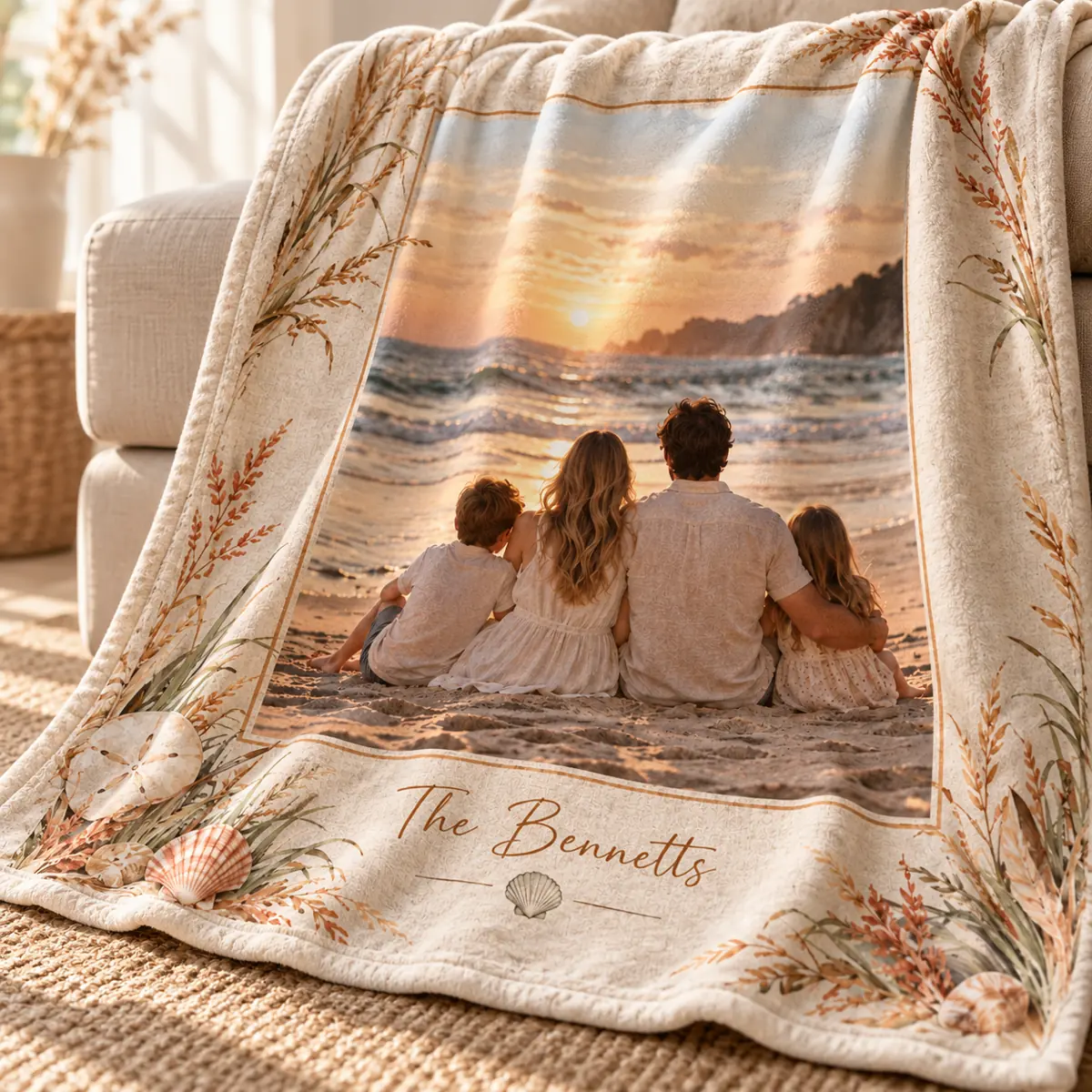 Photo Memory Border Personalized Throw Blanket — detail illustrative mockup