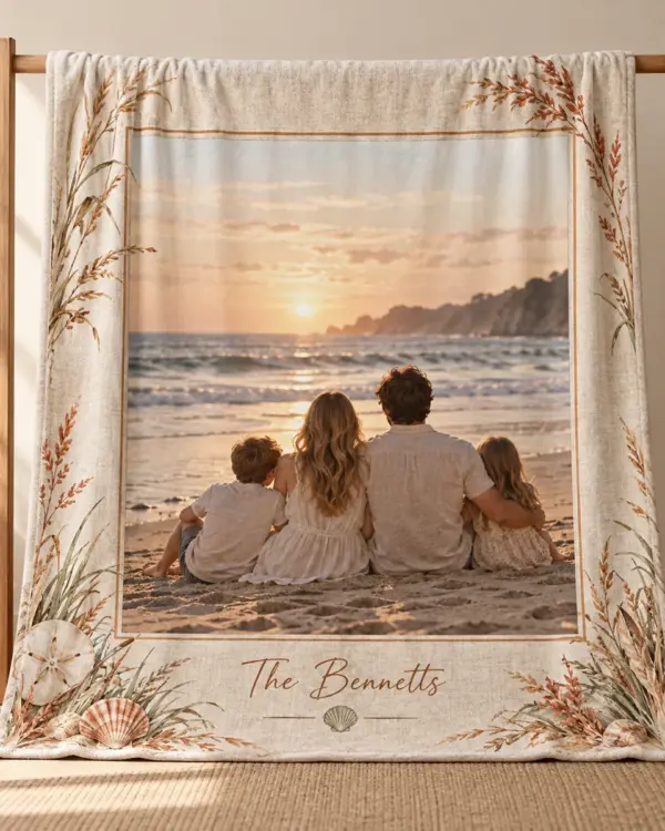 Photo Memory Border Personalized Throw Blanket — main illustrative mockup