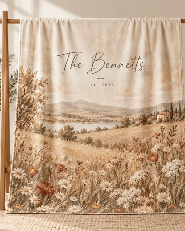 Two Names Meadow Personalized Throw Blanket — main illustrative mockup