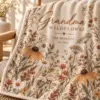 Grandma Wildflower Personalized Throw Blanket — detail illustrative mockup