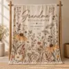 Grandma Wildflower Personalized Throw Blanket — main illustrative mockup