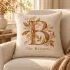 Amber Leaf Initial Personalized Pillow — lifestyle illustrative mockup