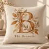 Amber Leaf Initial Personalized Pillow — main illustrative mockup