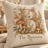 Mushroom Woodland Letter Personalized Pillow — detail illustrative mockup