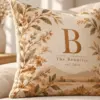 Warm Sand Monogram Personalized Pillow — detail illustrative mockup