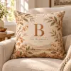 Warm Sand Monogram Personalized Pillow — lifestyle illustrative mockup