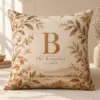 Warm Sand Monogram Personalized Pillow — main illustrative mockup