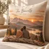Dusk Mountain Couple Personalized Pillow — detail illustrative mockup