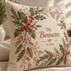 Holly Berry Family Personalized Pillow — detail illustrative mockup
