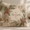 Holly Berry Family Personalized Pillow — main illustrative mockup