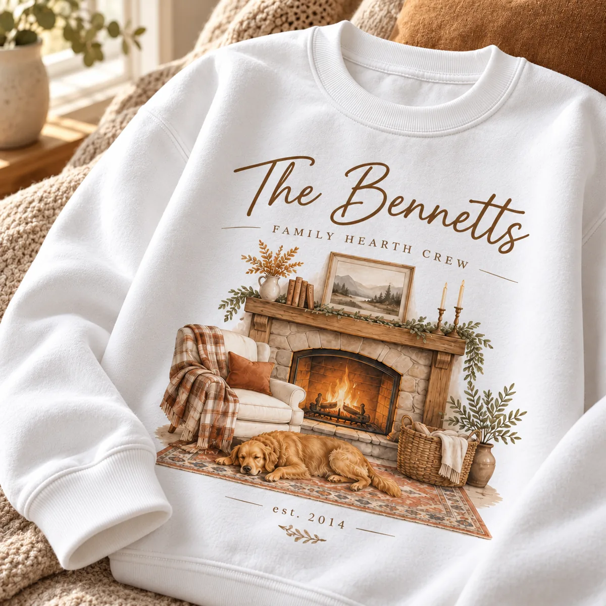 Family Hearth Crew Personalized Crewneck Sweatshirt — detail illustrative mockup