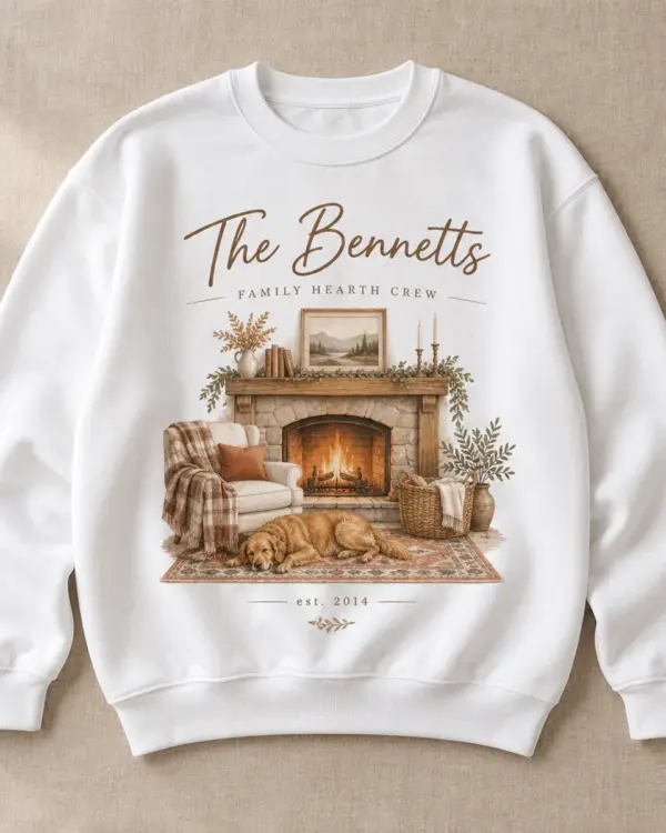 Family Hearth Crew Personalized Crewneck Sweatshirt — main illustrative mockup