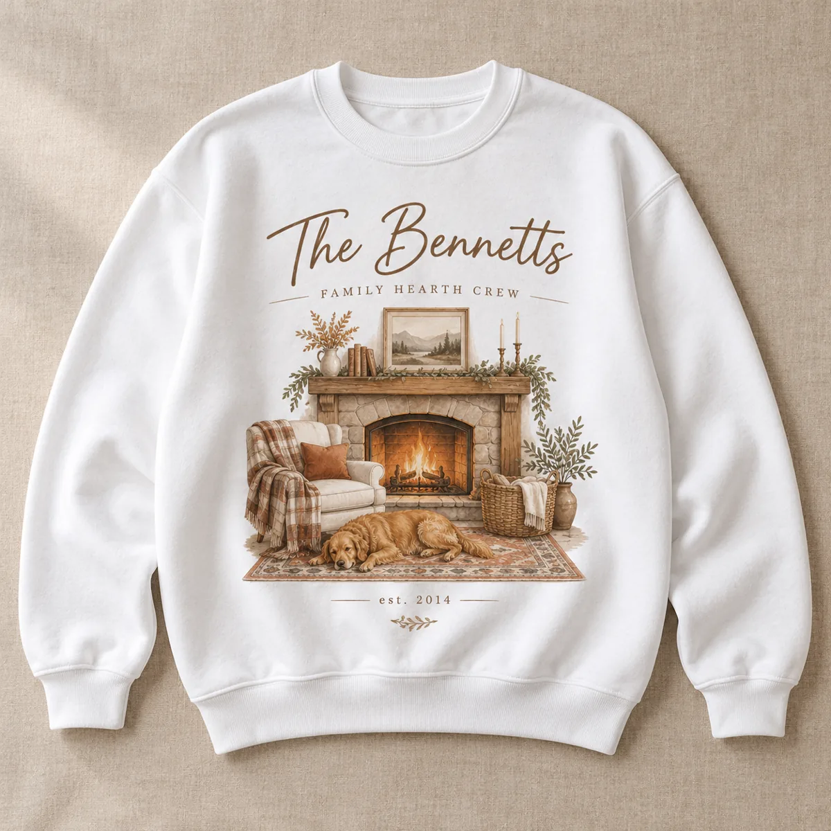 Family Hearth Crew Personalized Crewneck Sweatshirt — main illustrative mockup