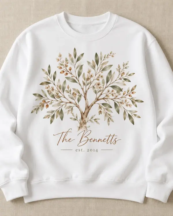 Sage Family Branch Personalized Crewneck Sweatshirt — main illustrative mockup