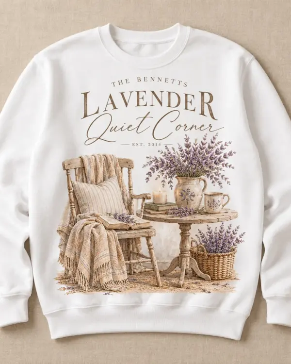 Lavender Quiet Corner Personalized Crewneck Sweatshirt — main illustrative mockup
